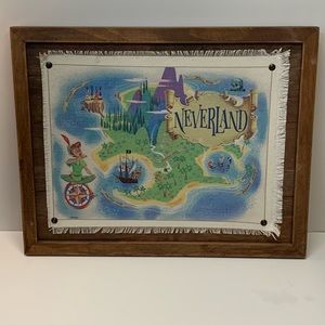 Disney Peter Pan Neverland Map Framed Wood Wall Decor